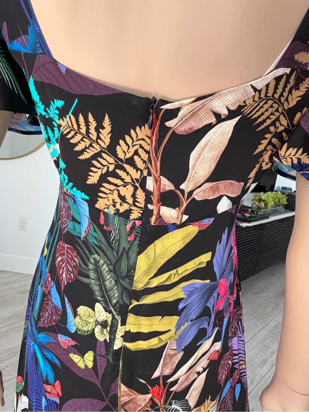 Vilagallo Black Tropical Floral Maxi Dress with Multicolor Botanicals - Picture 8 of 16